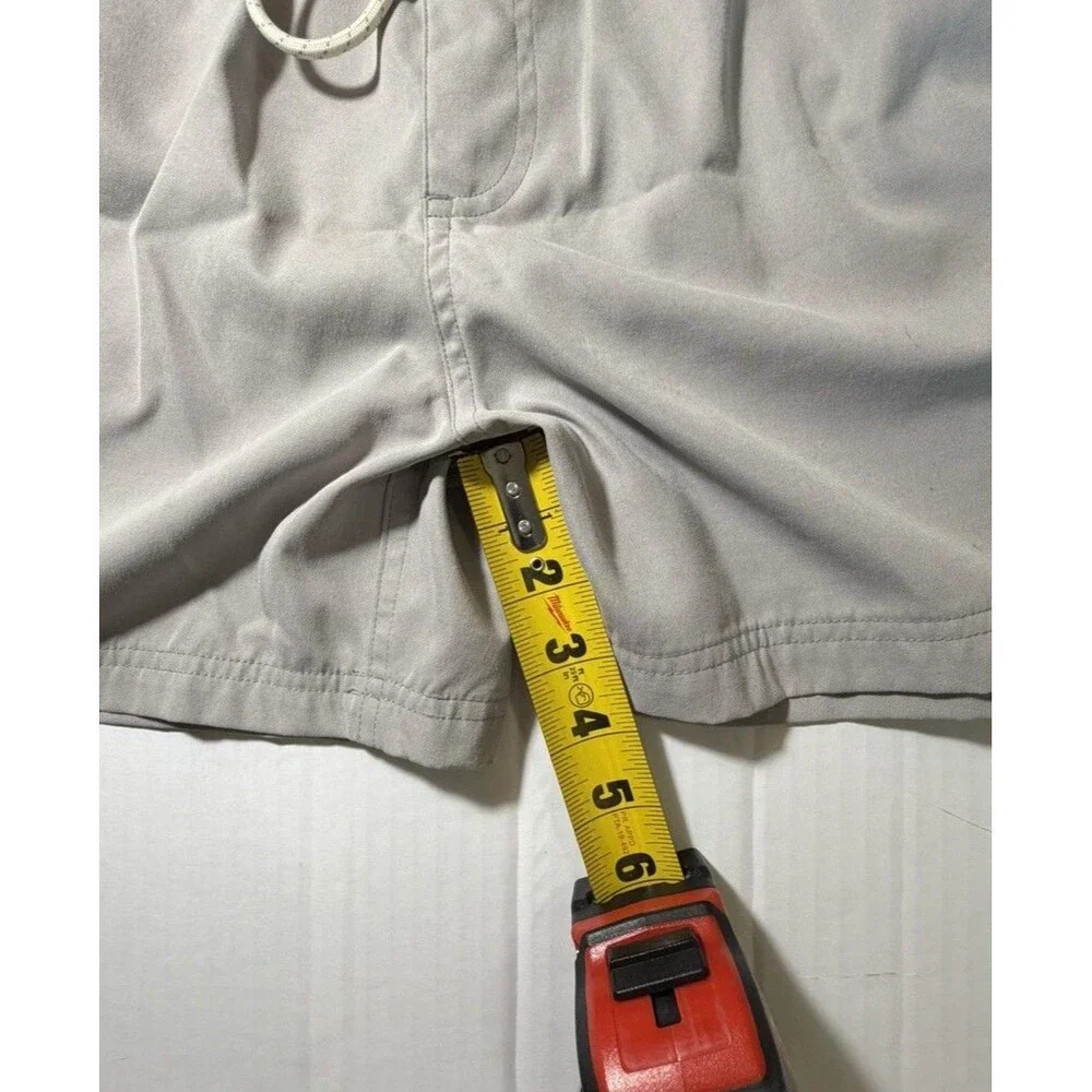 WOWIE Men’s Medium Khaki Hybrid Volley Shorts Elastic Drawstring Beach Casual